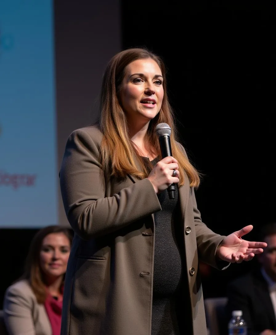 Lauren speaking on stage